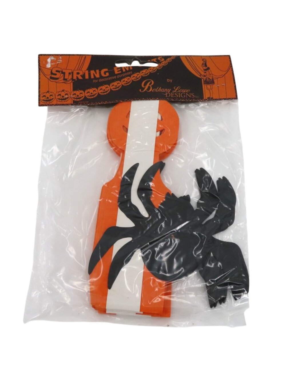Bethany Lowe String Em Outs Halloween Spider Jack O Lantern Paper Garland NEW